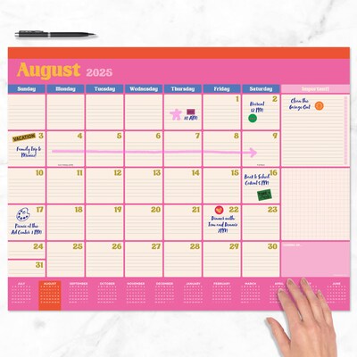 2025-2026 TF Publishing 22 x 17 Academic Monthly Desk Pad Calendar, Sherbet (AY26-8206)