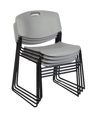 Regency 30" Laminate Round Table with 4 Zeng Stack Chairs, Gray (TB30RNDMH44GY)