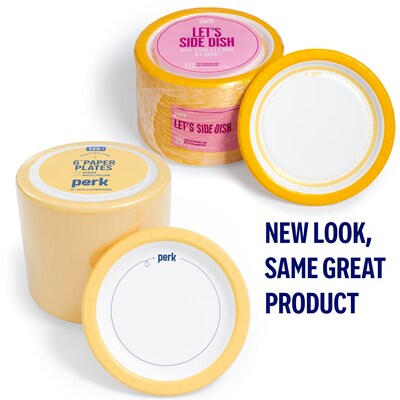 Perk™ Medium-Weight Paper Plates, 6, Yellow/White, 125/Pack (PK54328)