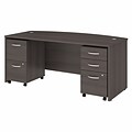 Bush Business Furniture Studio C 72W Bow Front Desk with Mobile File Cabinets, Storm Gray (STC012SG)