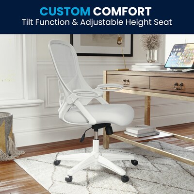 Flash Furniture Porter Ergonomic Mesh Swivel High Back Office Chair, White (HL00161WHWH)