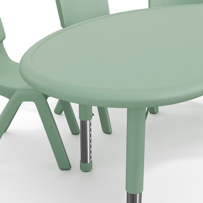 Flash Furniture Emmy Half Moon Activity Table Set, 65" x 35", Height Adjustable, Sage (YCX42MOONTBSGEE)