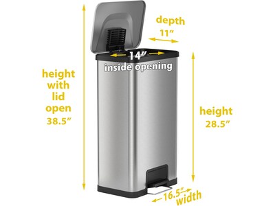 HLS Commercial Stainless Steel Step Trash Can with Hinged Lid, 18-Gallon, Silver (HLS18SS)