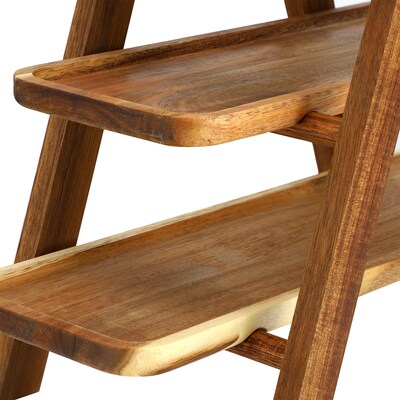 MegaChef Ladder Tray Set, Brown, 3 Tier, 4 Pieces (935122162M)