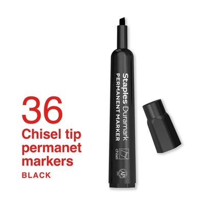 Staples Duramark Tank Marker, Chisel Tip, Black, 36/Pack (ST62928)