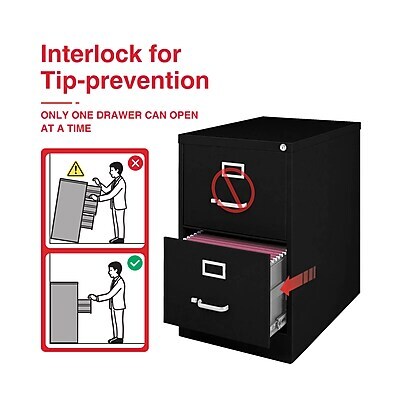 Quill Brand® 2 File Drawers Vertical File Cabinet, Locking, Black, Legal, 26.5D (13447D)