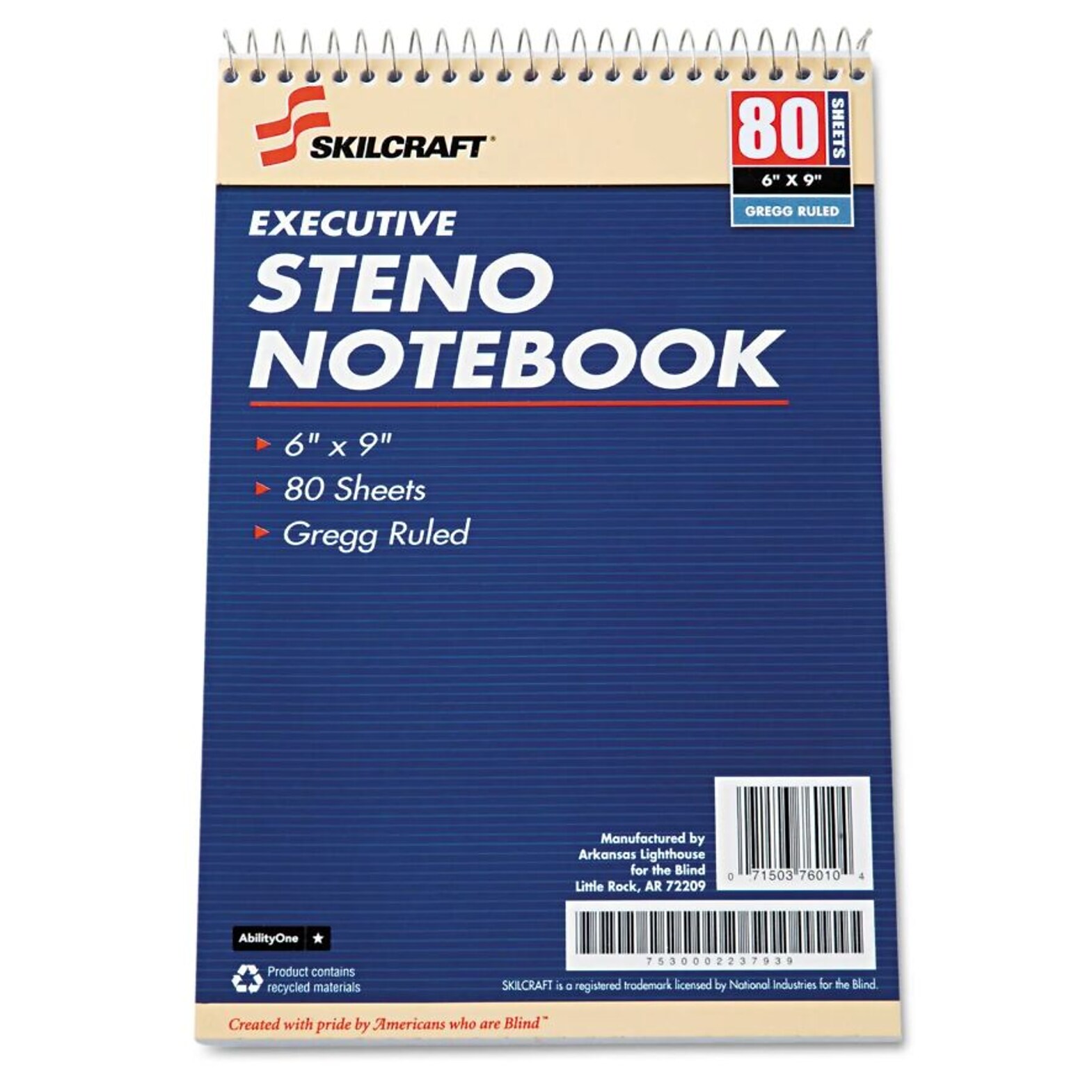 Skilcraft Executive Steno Notebook, 6 x 9, WE, 80 Sheets/Pad, 12 Pads/Pack(NSN2237939)