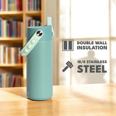 Elemental Core Pop Stainless Steel Double Wall Insulated Water Bottle, 18 oz., Sage (EBC18SG17P)