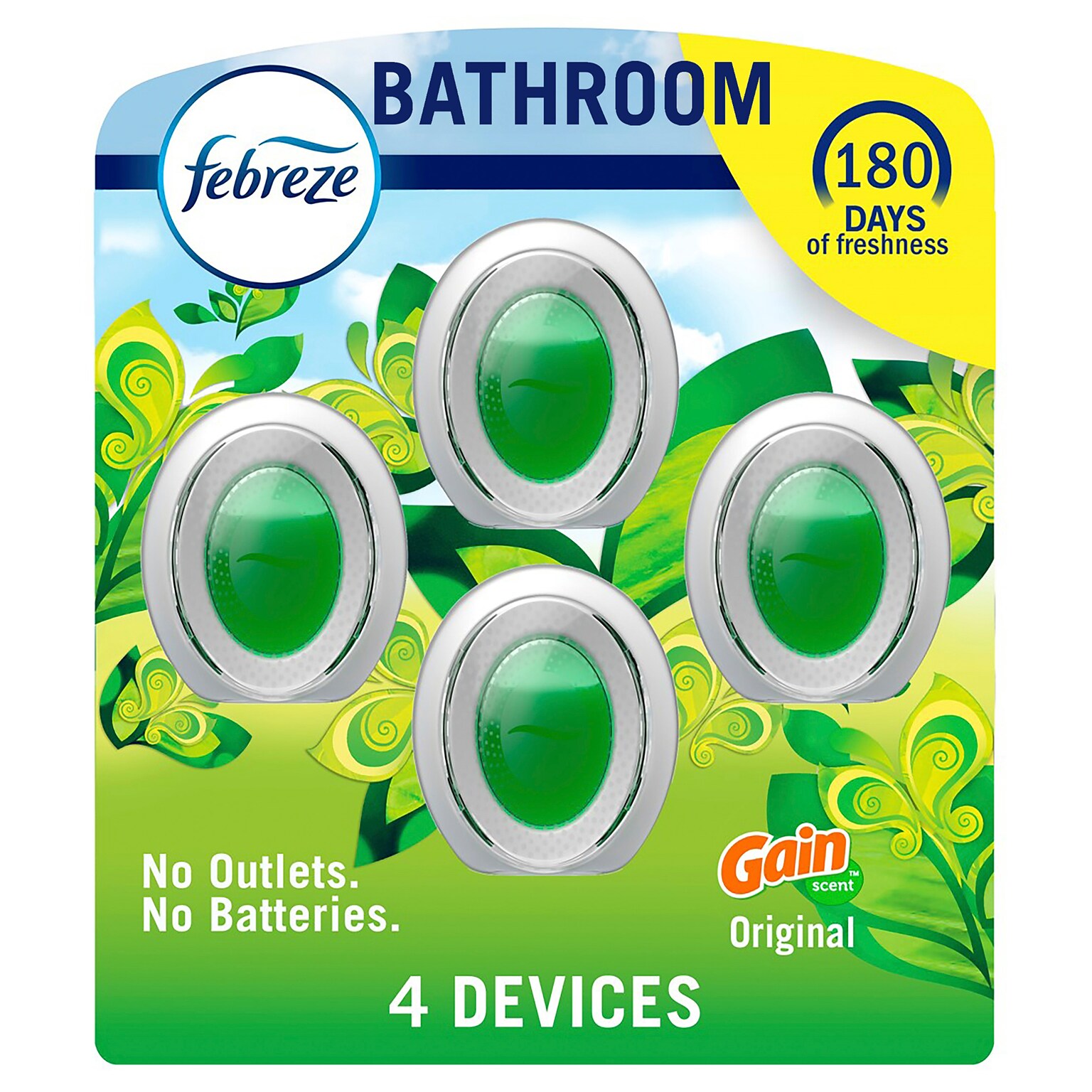 Febreze Small Spaces Air Freshener Solid, Gain Original Scent, 0.25 fl. oz., 4/Pack (2573)
