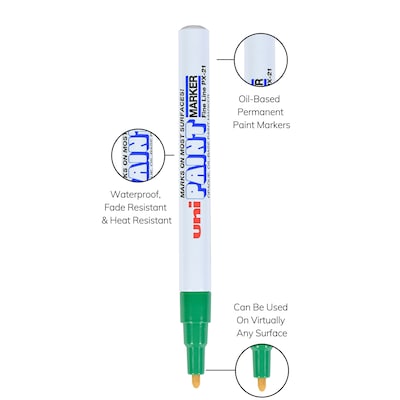 uni PAINT PX-21 Oil-Based Paint Marker, Fine Line, Green (63704)