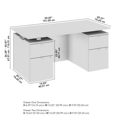 Bush Business Furniture Stratus 60"W Electric Adjustable Standing Desk with Drawers and Panel, Platinum Gray (SUT011PG)