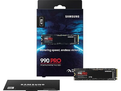 Samsung 990 PRO 4TB M.2 PCI Express Internal Solid-State Drive, V-NAND (MZ-V9P4T0B/AM)
