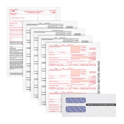 Adams 2024 1099-NEC 4-Part Laser/Inkject Tax Forms with Envelopes and software, 50/pack (LNEC425Q)