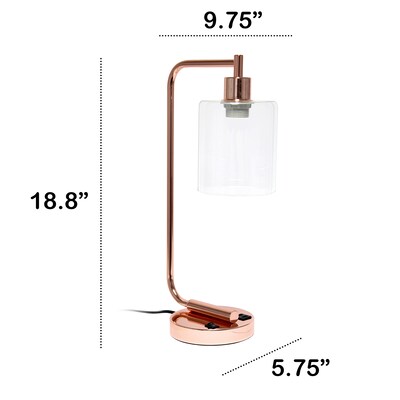 Lalia Home Studio Loft Modern Iron Desk Lamp, 18.8", with USB Port, Polished Rose Gold (LHD-2002-RG)