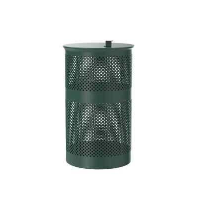 Furloo Steel Outdoor Trash Can with Lid, 13 Gallon, Green (FLO1-T-G)