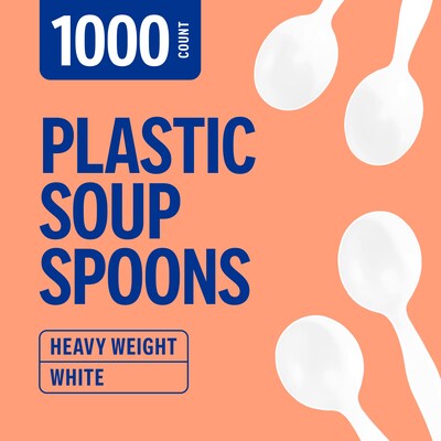 Perk™ Polystyrene Soup Spoon, Heavy-Weight, White, 1000/Carton (PK56404CT)