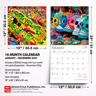 2027 BrownTrout Mercados de Mexico Markets of Mexico 12" x 12" Monthly Wall Calendar (9798330711079)