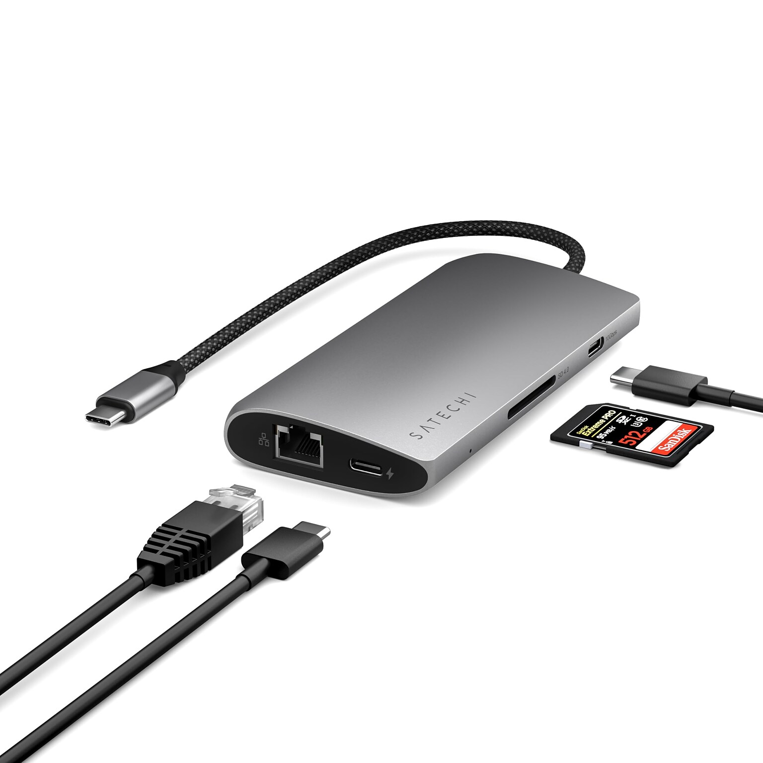 Satechi USB-C MultiPort Adapter 8K with Ethernet V3,  Space Gray (ST-P8KEM)