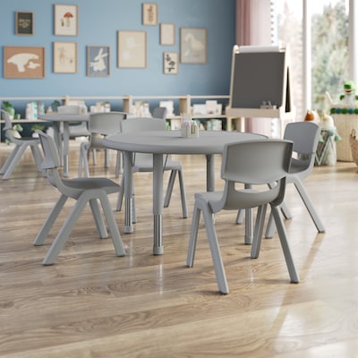 Flash Furniture Emmy 33 Round Activity Table Set, Height Adjustable, Soft Gray (YCX73RNDTBSGYE)