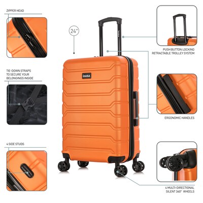 InUSA Trend 24" Hardside Suitcase, 4-Wheeled Spinner, TSA Checkpoint Friendly, Orange (IUTRE00M-ORA)