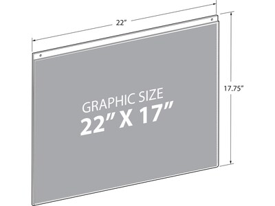 Azar Sign Holder, 22" x 17", Horizontal, Wall Mounted, Clear Acrylic, 2/Pack (162729-2PK)