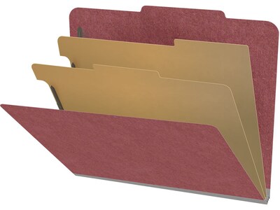Medical Arts Press Pressboard Classification Folder, 2 Dividers, 2 Expansion, Letter Size, Dark Red, 10/Box
