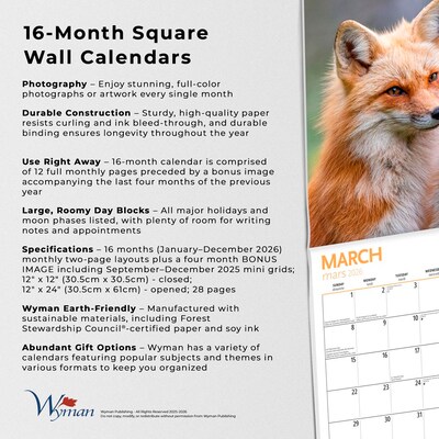 2026 Wyman Canadian Geographic Foxes 12" x 12" Monthly Wall Calendar (9781525699832)