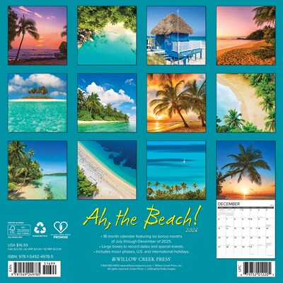 2026 Willow Creek Ah, The Beach! 12 x 12 Monthly Wall Calendar (49785X)