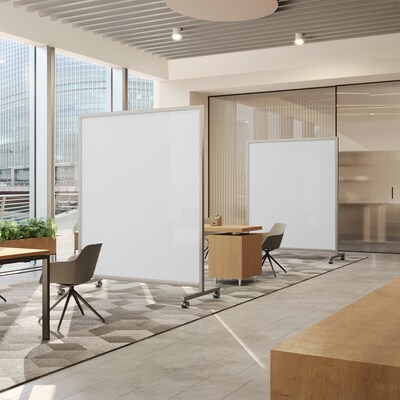 Ghent EZ Magnetic Porcelain Mobile Dry-Erase Whiteboard, Aluminum Frame, 75"H x 62"W (EZ6MA7562)