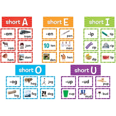 Teacher Created Resources Short Vowels Pocket Chart Cards, 205 Pieces Per Pack, 2 Packs (TCR20850-2)