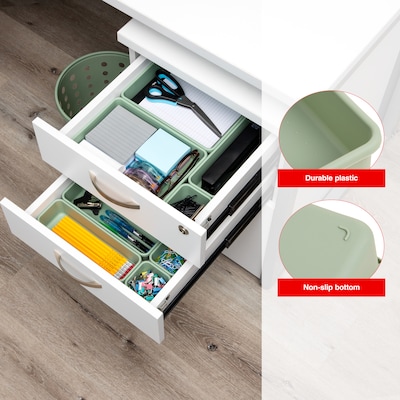 Staples 8-Piece Plastic Drawer Organizer Set, Sage Green (ST63891)