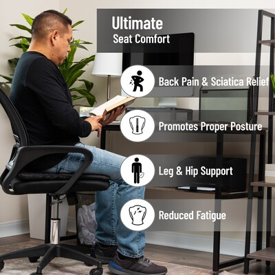 Mind Reader Ergonomic Seat Cushion with Gel Core, Black (HCMB-BLK)