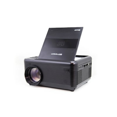 Emerson Home Theater Portable LCD Projector with Built-In DVD Player, Remote, and Projector Screen, Black (EVP-2501C)