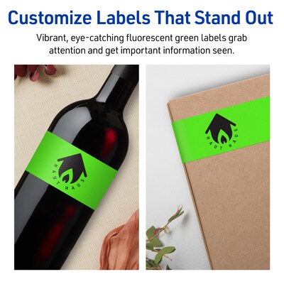 Avery Rectangle Multipurpose Labels, 2.5" x 7", Neon Green, 120/Pack (94247)