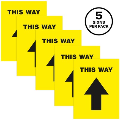 Avery Directional "This Way" Preprinted Floor Decals, 8" x 10.5", Yellow/Black, 5/Pack (83022)