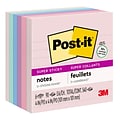 Post-it Recycled Super Sticky Notes, 4 x 4, Wanderlust Pastels Collection, Lined, 90 Sheet/Pad, 6