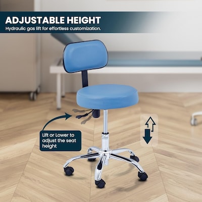 Viva Comfort Armless Vinyl Medical and Lab Stool with Lumbar Support, Blue (ADI910-03-BLU-MK)