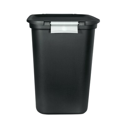 Hefty Locking Hinged Lid Trash Can, 7.7 Gallons, Black, 2/Pack (HFTCOM229207507)