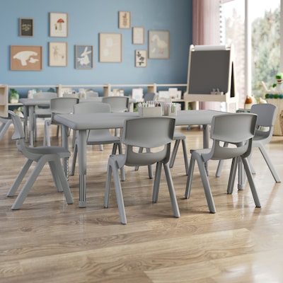 Flash Furniture Emmy Rectangular Activity Table Set, 48 x 24, Height Adjustable, Soft Gray (YCX13RECTTBSGYE)