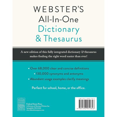 Federal Street Press Websters All-in-One Dictionary & Thesaurus, Third Edition (FSP9781596951846)
