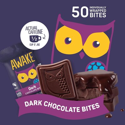 Awake Caffeinated Dark Chocolate Bites, 0.47 oz., 50 Bites/Box (00458U)