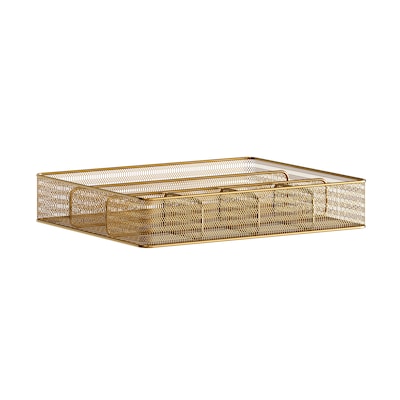 Martha Stewart Ryder 6-Compartment Iron Desk Drawer Organizer, Gold (HHOHD17GLD)