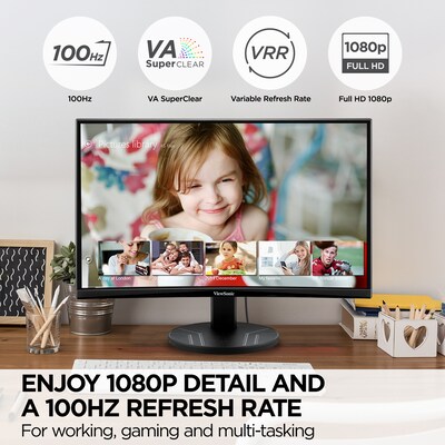 ViewSonic 24 FHD Curved 100Hz LED Monitor, Black (VA2416C)