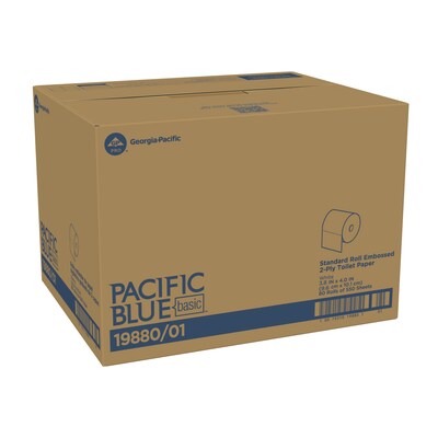 Pacific Blue Basic Standard Toilet Paper, 2-Ply, White, 550 Sheets/Roll, 80 Rolls/Carton (19880/01)