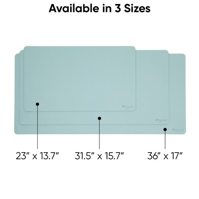 Smead Medium Vegan Leather Anti-Slip Desk Pad, 31.5" x 15.7", Light Blue (SMD64835)