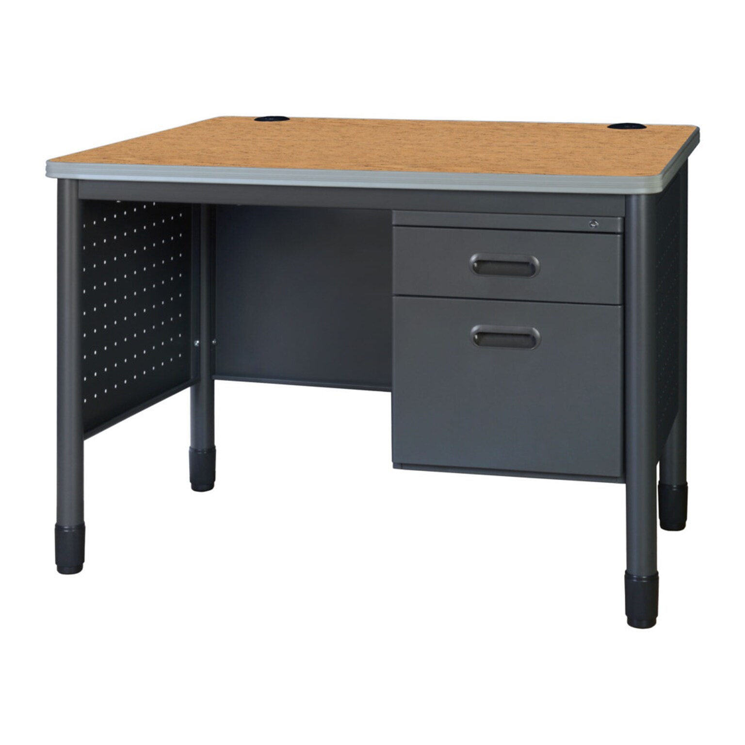 Regency Mesa Steel Single Pedestal Teachers Office Desk, 48 x 30, Medium Oak (66348SPMO)