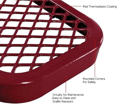 Global Industrial 6' Outdoor Steel Bench w/ Backrest, Expanded Metal, Red (277154RD)