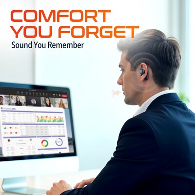 Delton O104 Open-Ear Wireless Earbuds with Charging Case, Black (DHBO104)