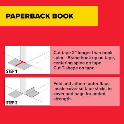 Scotch Book Transparent Clear Tape, 3" x 15 yds., 3" Core, Transparent (845-3)