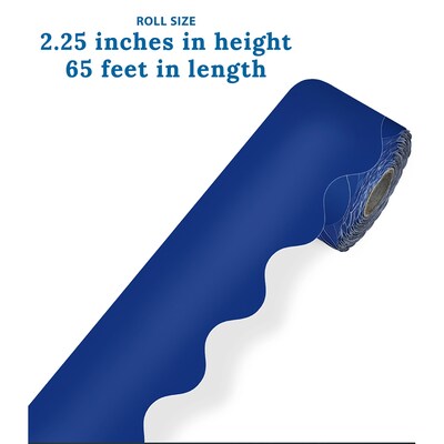 Carson Dellosa Education Rolled Scalloped Border, 2-1/4" x 65', Navy, 3/Bundle (CD-108469-3)